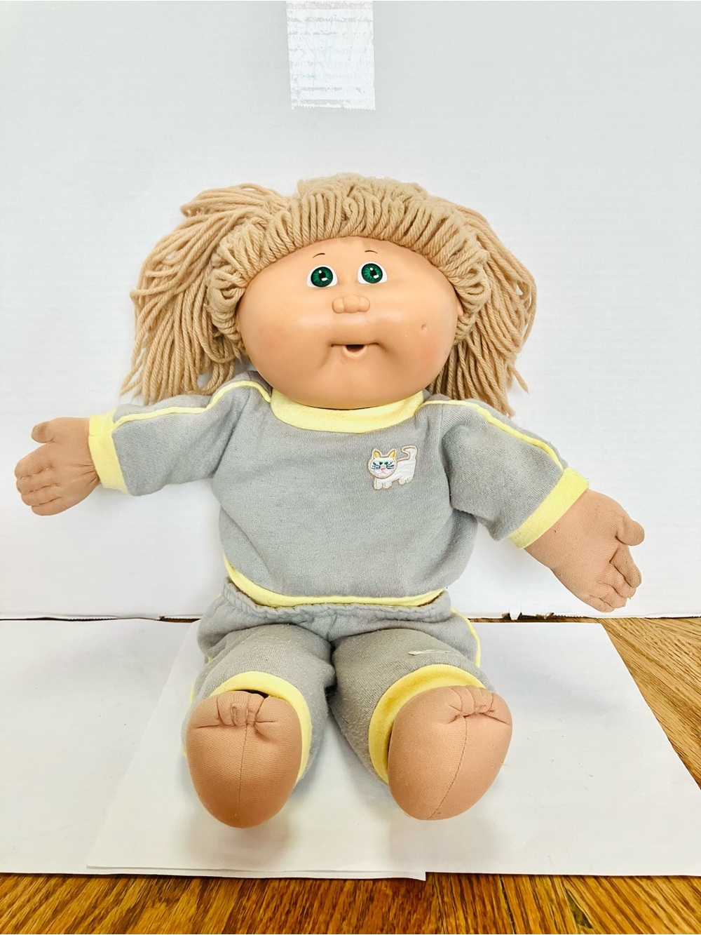 Cabbage Patch Kids 1983 Paci Face Girl Doll Minor TLC Read 16in Blonde Green